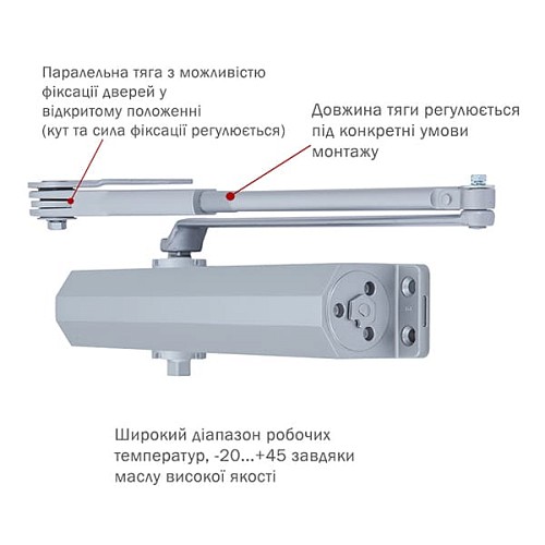 Дотягувач RYOBI DS-3550P BC/DA PRL HO з фіксацією до 100кг Сірий - Фото №5