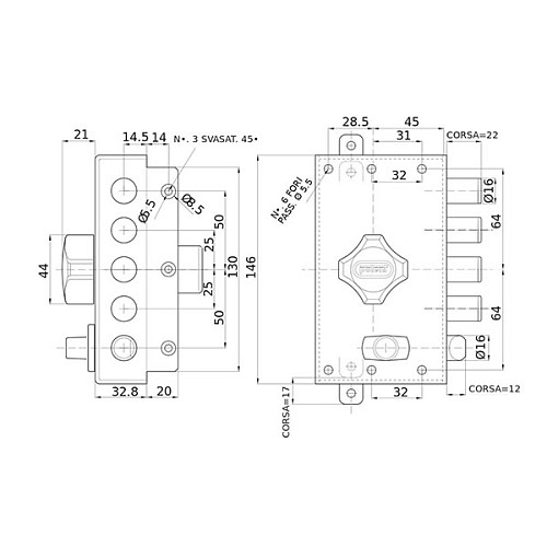 Замок накладной POTENT 1735 (BS45мм) правый 3 ключа - Фото №6