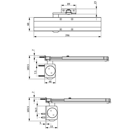 Дотягувач GU ОТS 536 STD HO з фіксацією до 150кг Чорний - Фото №2