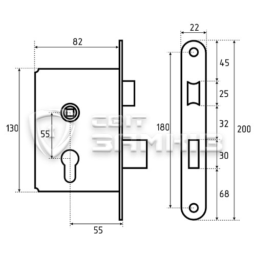 Механизм замка IMPERIAL 968-55 широкий (BS55*55мм) хром полированный - Фото №5