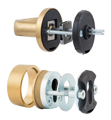 Ручки на розетте с протектором ROSTEX Rotondum нержавеющая сталь матовая титан PVD - Фото №4