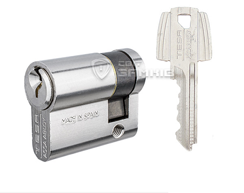 Цилиндр половинка TESA TE5 55 (45*10) никель сатин 3 ключа - Фото №1