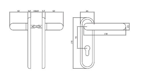 Ручки протипожежні на планці ISEO 032415 чорні - Фото №5