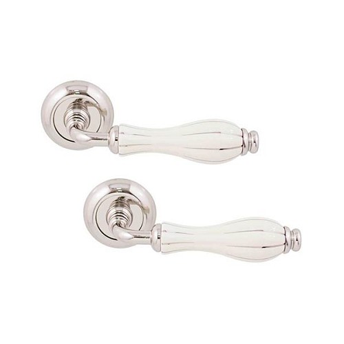 Ручки на розеті FIMET Lady 148 (231C) F21 нікель/слонова кістка/срібні смужки - Фото №1