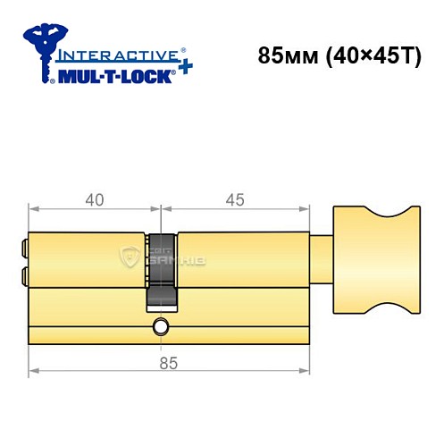 Циліндр MUL-T-LOCK MTL600/Interactive+ 85T (40*45T) латунь - Фото №6