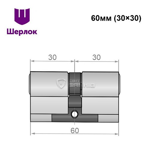 Циліндр SHERLOCK HK 60 (30*30) нікель сатин - Фото №5