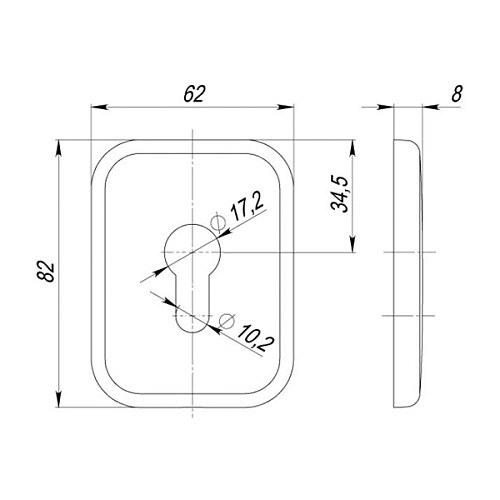 Накладка на сердцевину AZZI FAUSTO MY/LINE внутренняя прямоугольная 82х62 матовый хром - Фото №2