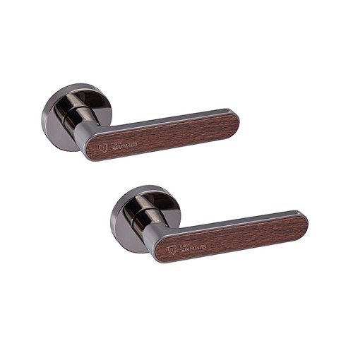 Ручки на розетте GAVROCHE Barium Ba-Z28 BN/BO черный никель/коричневый дуб - Фото №1