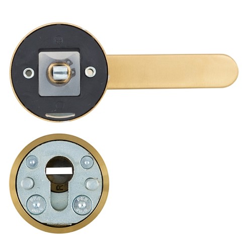 Ручки на розетте с протектором ROSTEX Rotondum нержавеющая сталь матовая титан PVD - Фото №2