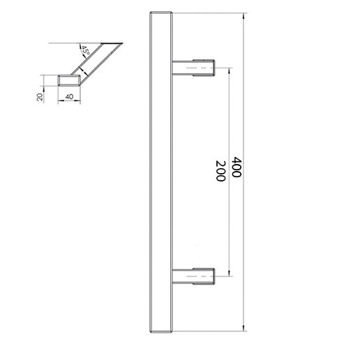 УЦІНКА_Ручка скоба ABELIX Vegas L:400mm X:200-45° 40*20mm SS нерж. сталь (половинка) - Фото №9
