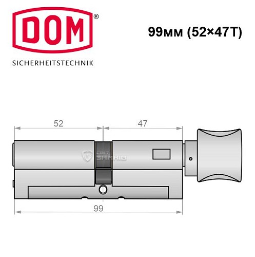 Циліндр DOM Diamant 99T (52*47T) нікель сатин - Фото №5