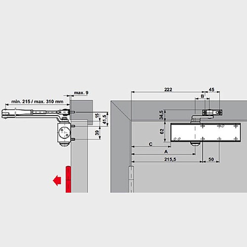 Доводчик Dorma TS-Profil EN2/3/4 + Size5 BCA стандартная тяга до 120кг FIRE Черный - Фото №4