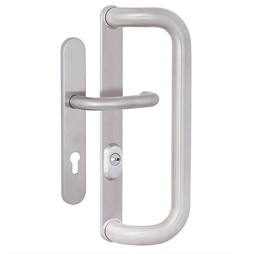 Ручка скоба ROSTEX G 390 фиксированная-нажимная 92 (комплект) нержавеющая сталь матовая - Фото №1