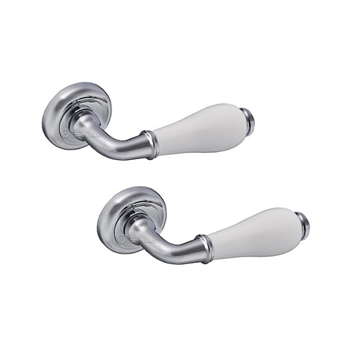 Ручки на розетте GAVROCHE Hydrargyrum HG-Z8 CP/White хром/белая эмаль - Фото №1