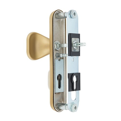 Ручки на планці з протектором ROSTEX Decor R 72мм (40-45мм) фіксована-нажимна титан PVD сатин - Фото №5