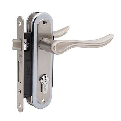 Комплект замка LINDE A-1295 PZ (BS40*62мм) SN/CP матовий нікель/полірований хром - Фото №1