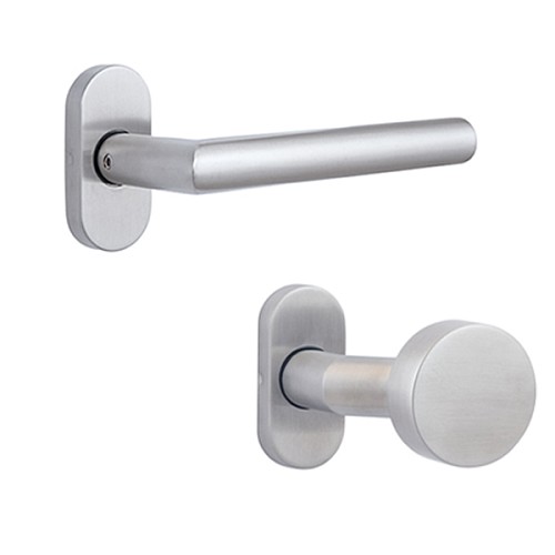 Ручки на розеті з накладками на серцевину ROSTEX Vigo-Tablet ES32 нержавіюча сталь матова - Фото №2