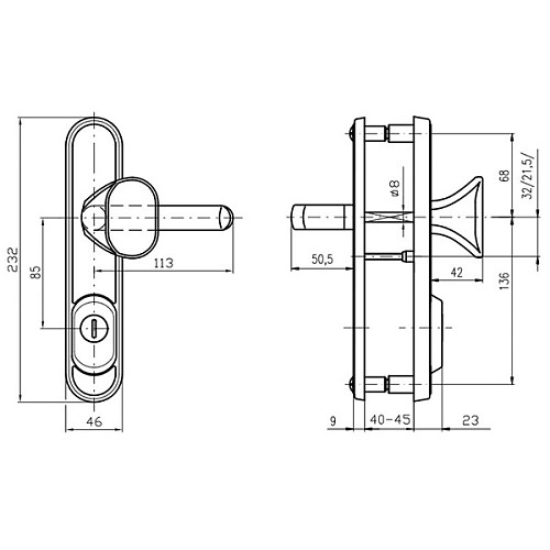 Ручки на планці з протектором ROSTEX Decor R 85мм (40-45мм) фіксована-нажимна хром матовий - Фото №7