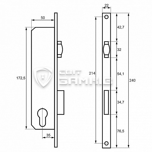 Механизм замка CLASS 155-35 (бочка) (BS35мм) CP хром - Фото №2
