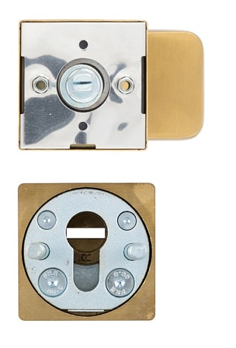 Ручки на розетте с протектором ROSTEX Quadrum фиксированная-нажимная нержавеющая сталь матовая титан PVD - Фото №2