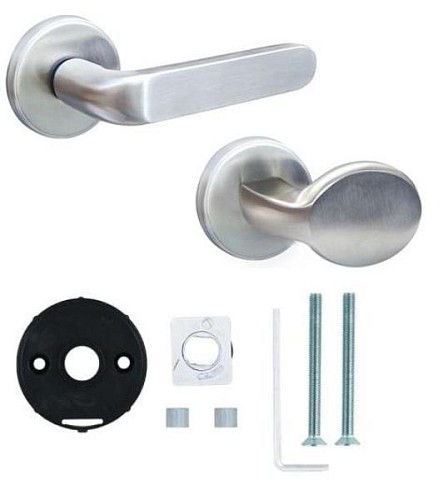 Ручки на розеті ROSTEX Rotondum S62 фіксована-нажимна нержавіюча сталь матова - Фото №5