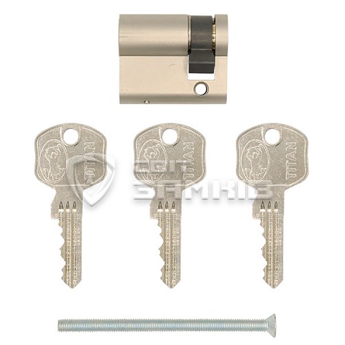 Циліндр половинка TITAN K1 ML 60 (50*10) нікель сатин 3 ключа - Фото №4