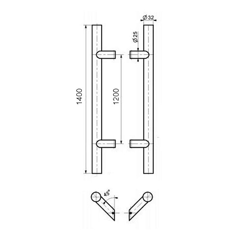 Ручки скобы MEDOS CS 1400/1200.45 (комплект) матовые края - Фото №6
