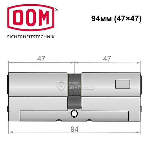 Цилиндр DOM Diamant 94 (47*47) никель сатин - Фото №4