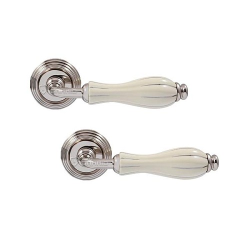 Ручки на розеті FIMET Lady 148 (269) F21 нікель/слонова кістка/срібні смужки - Фото №1