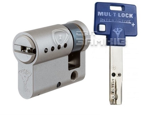 Циліндр половинка MUL-T-LOCK MTL600/Interactive+ 74.5 (65*9.5) нікель сатин 3 ключа - Фото №1