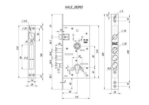 Механизм замка KALE 282 RD (BS60*85мм) хром - Фото №4