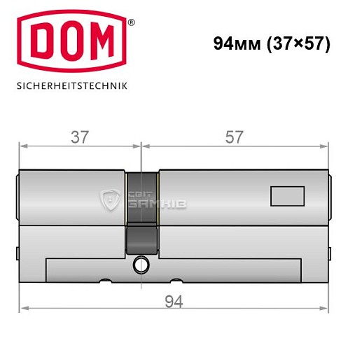 Циліндр DOM Diamant 94 (37*57) нікель сатин - Фото №4