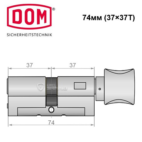 Цилиндр DOM Diamant 74T (37*37T) никель сатин - Фото №5