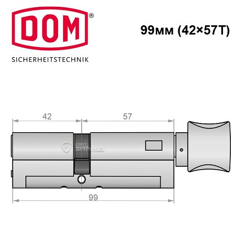 Цилиндр DOM Diamant 99T (42*57T) никель сатин - Фото №5