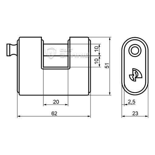 Замок навісний VIRO PANZER 4115 (3 ключа) - Фото №10