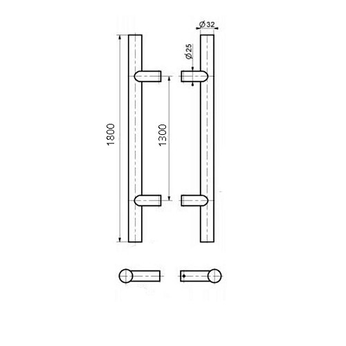 Ручки скобы MEDOS PR 1800/1300.90 (комплект) труба 40*20 нержавеющая сталь - Фото №3