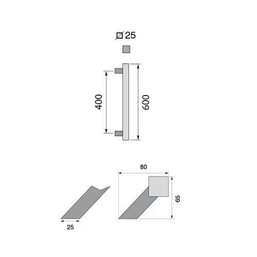 Ручка скоба FIMET 831Z 600/400 (половинка) нержавеющая сталь - Фото №2