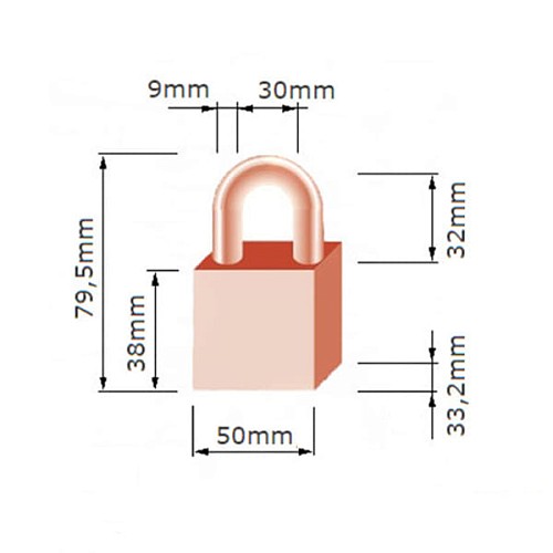 Замок навісний TOKOZ 112/50 (3 ключа) - Фото №6