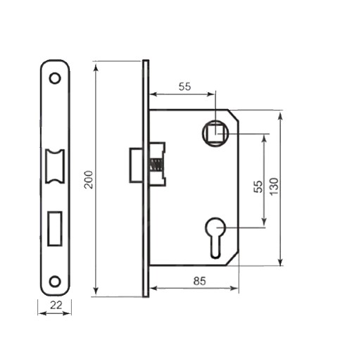 Механизм замка BRUNO 968-55 (BS55*55мм) AB античная бронза - Фото №2