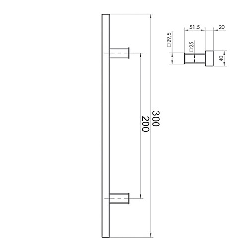 Ручки скобы WALA QA10 300/200.90 (комплект) труба 40*20 черный матовый - Фото №3