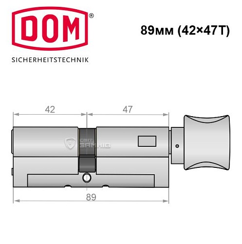 Циліндр DOM Diamant 89T (42*47T) нікель сатин - Фото №5