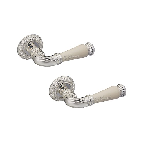 Ручки на розетте GAVROCHE Neodium Nd-Z20 BS/B яркое серебро/бежевый - Фото №1