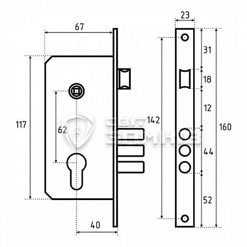 Механизм замка CLASS 9011SR-3R (BS40*61,5мм) PB полированная латунь - Фото №2