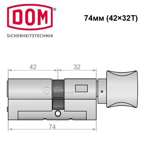 Цилиндр DOM Diamant 74T (42*32T) никель сатин - Фото №5