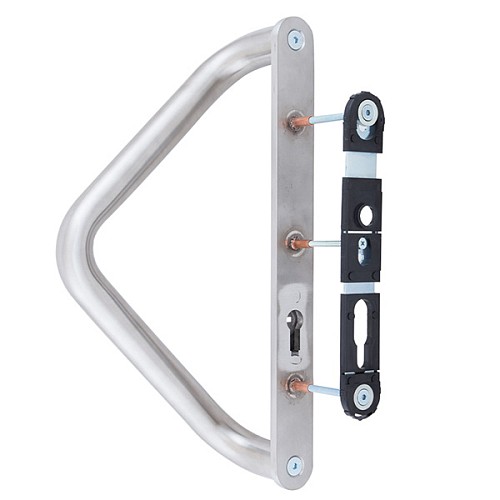 Ручка скоба ROSTEX V 390 фіксована-нажимна 85 (комплект) нержавіюча сталь матова - Фото №2