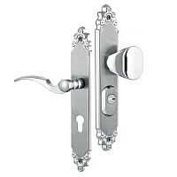 Ручки на планці з протектором ROSTEX Ozdobna R 85мм (40-45мм) фіксована-нажимна хром матовий (права)