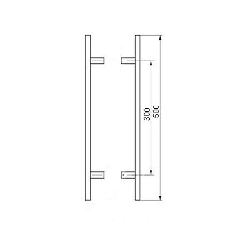 Ручка скоба PROFIT Bergama 500/300.90 (комплект) труба 40*20 нержавеющая сталь матовая - Фото №2