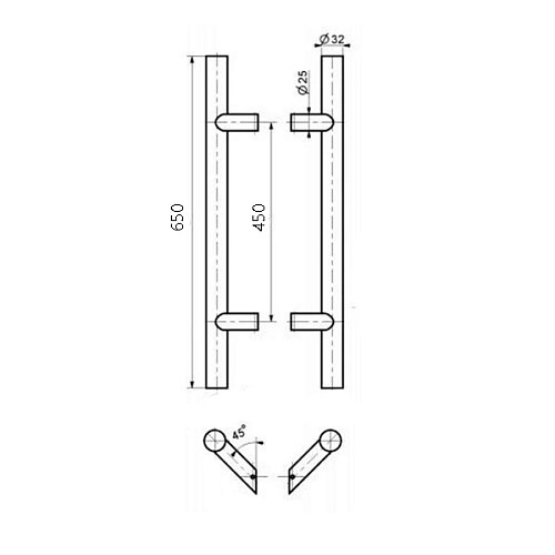 Ручки скоби MEDOS CS 650/450.45 (комплект) матові краї - Фото №6