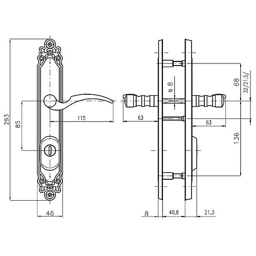 Ручки на планке с протектором ROSTEX Ozdobna R 85мм (38-45мм) хром матовый - Фото №7