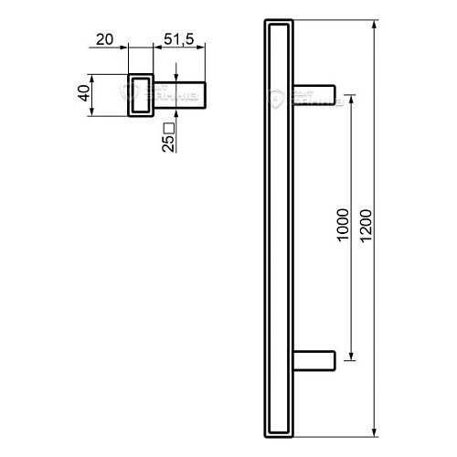 Ручки скобы ABARO Sydney 90° L:1200 X:1000 W: 40*20mm BM черный мат. (комплект) - Фото №10